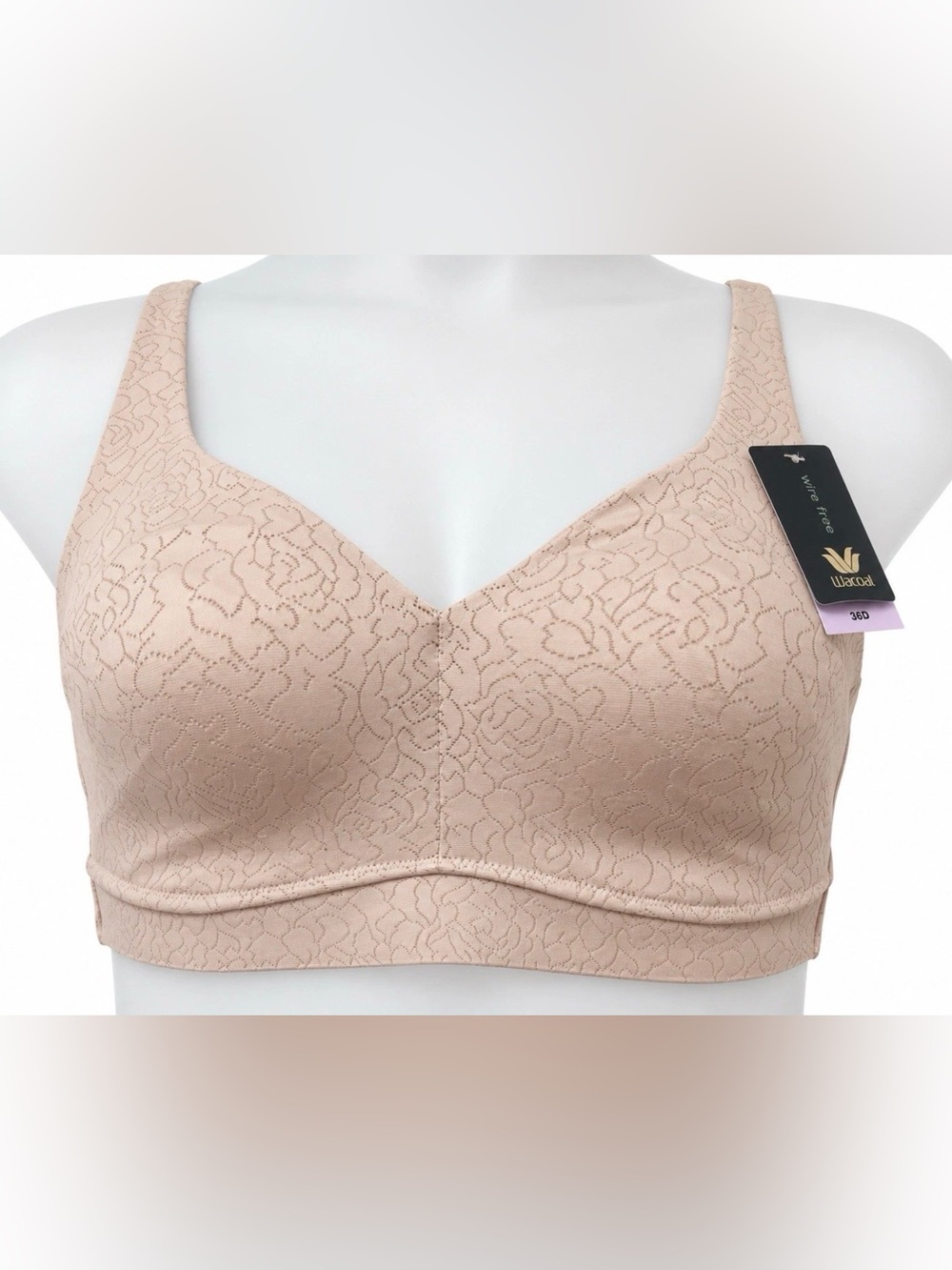 Wacoal Inside Job Wire Free Bra 36D Nude Floral NWT Style 852345